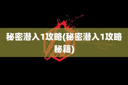 秘密潜入1攻略(秘密潜入1攻略秘籍)