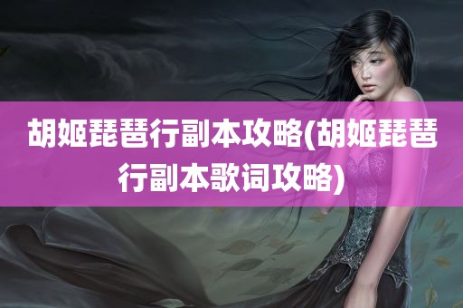 胡姬琵琶行副本攻略(胡姬琵琶行副本歌词攻略)