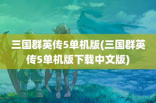 三国群英传5单机版(三国群英传5单机版下载中文版)