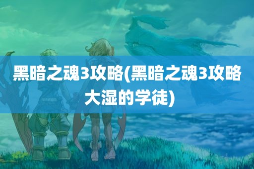 黑暗之魂3攻略(黑暗之魂3攻略 大湿的学徒)