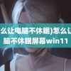 (怎么让电脑不休眠)怎么让电脑不休眠屏幕win11